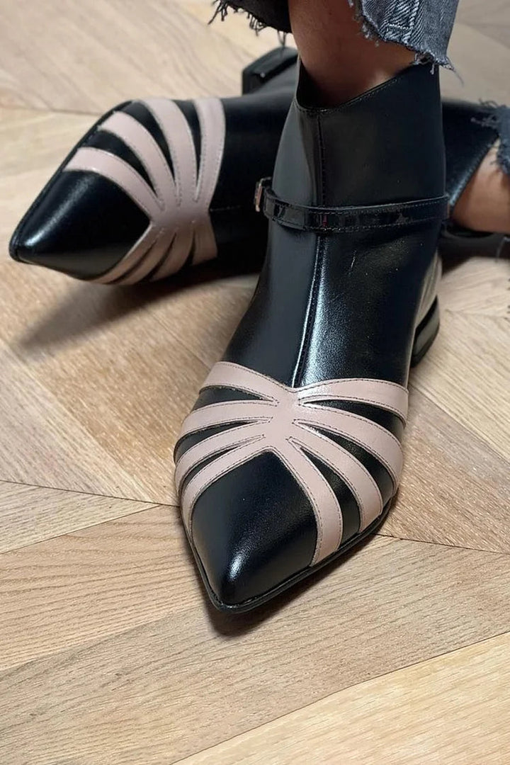 Gloria - Pointed Geometric Ankle Boot