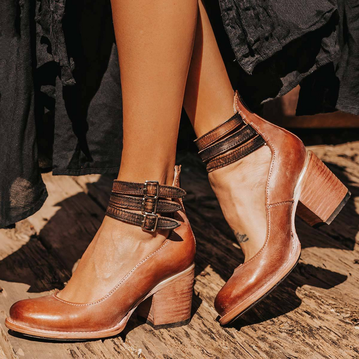 Elsa - Vintage Leather Strap Heels