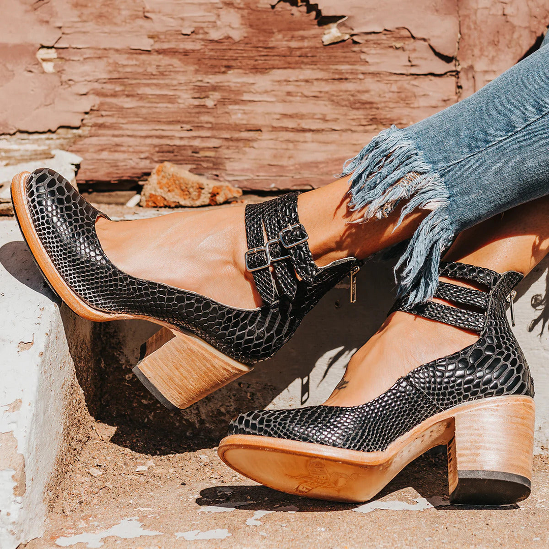 Elsa - Vintage Leather Strap Heels