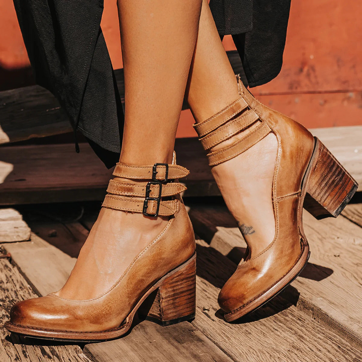 Elsa - Vintage Leather Strap Heels