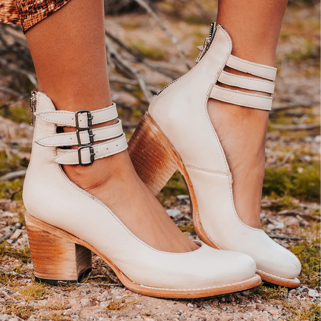 Elsa - Vintage Leather Strap Heels