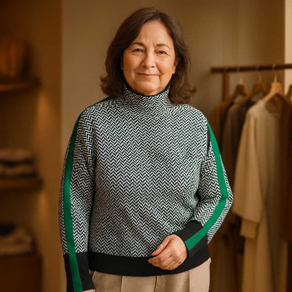 MARGOT | MODERN CHEVRON HIGH-NECK SWEATER