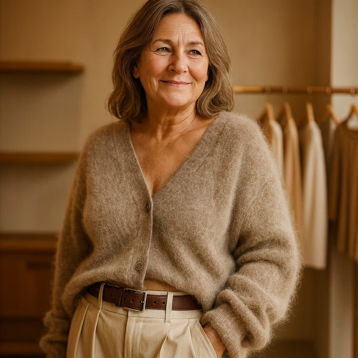 ADELA | SOFT FUZZY BUTTON CARDIGAN