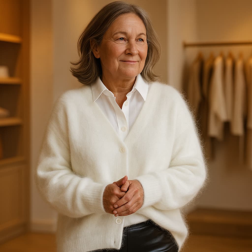 ADELA | SOFT FUZZY BUTTON CARDIGAN