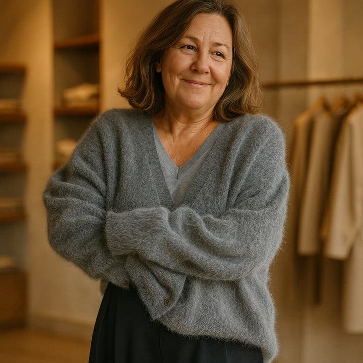 ADELA | SOFT FUZZY BUTTON CARDIGAN