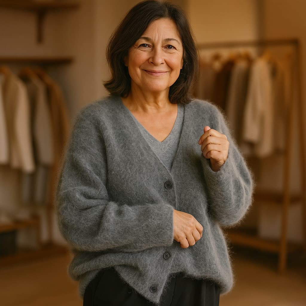 ADELA | SOFT FUZZY BUTTON CARDIGAN