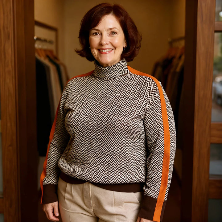 MARGOT | MODERN CHEVRON HIGH-NECK SWEATER