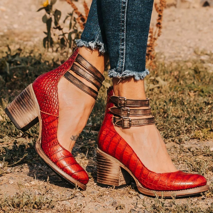 Elsa - Vintage Leather Strap Heels