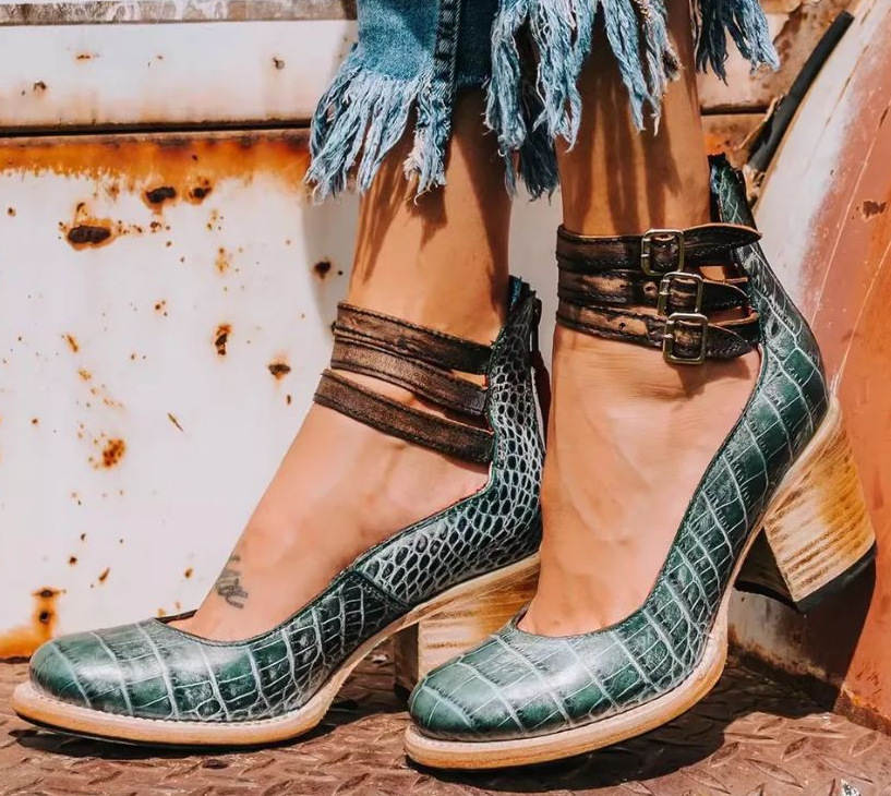 Elsa - Vintage Leather Strap Heels