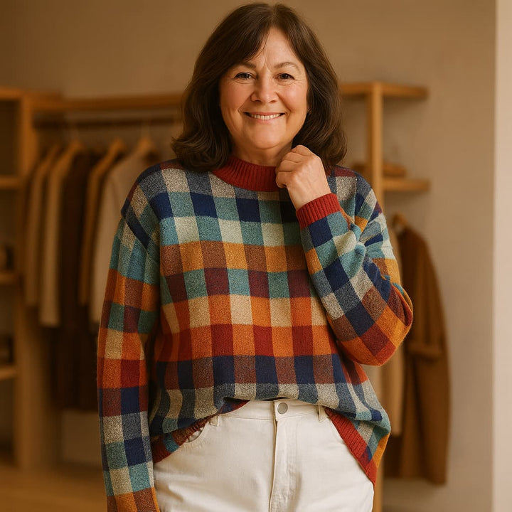 TERESA | COLORBLOCK CHECKED SWEATER