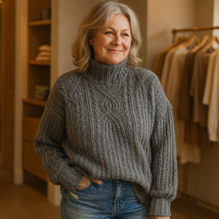 ISABELLA | COZY TEXTURED HIGH-NECK SWEATER