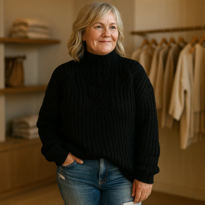 ISABELLA | COZY TEXTURED HIGH-NECK SWEATER