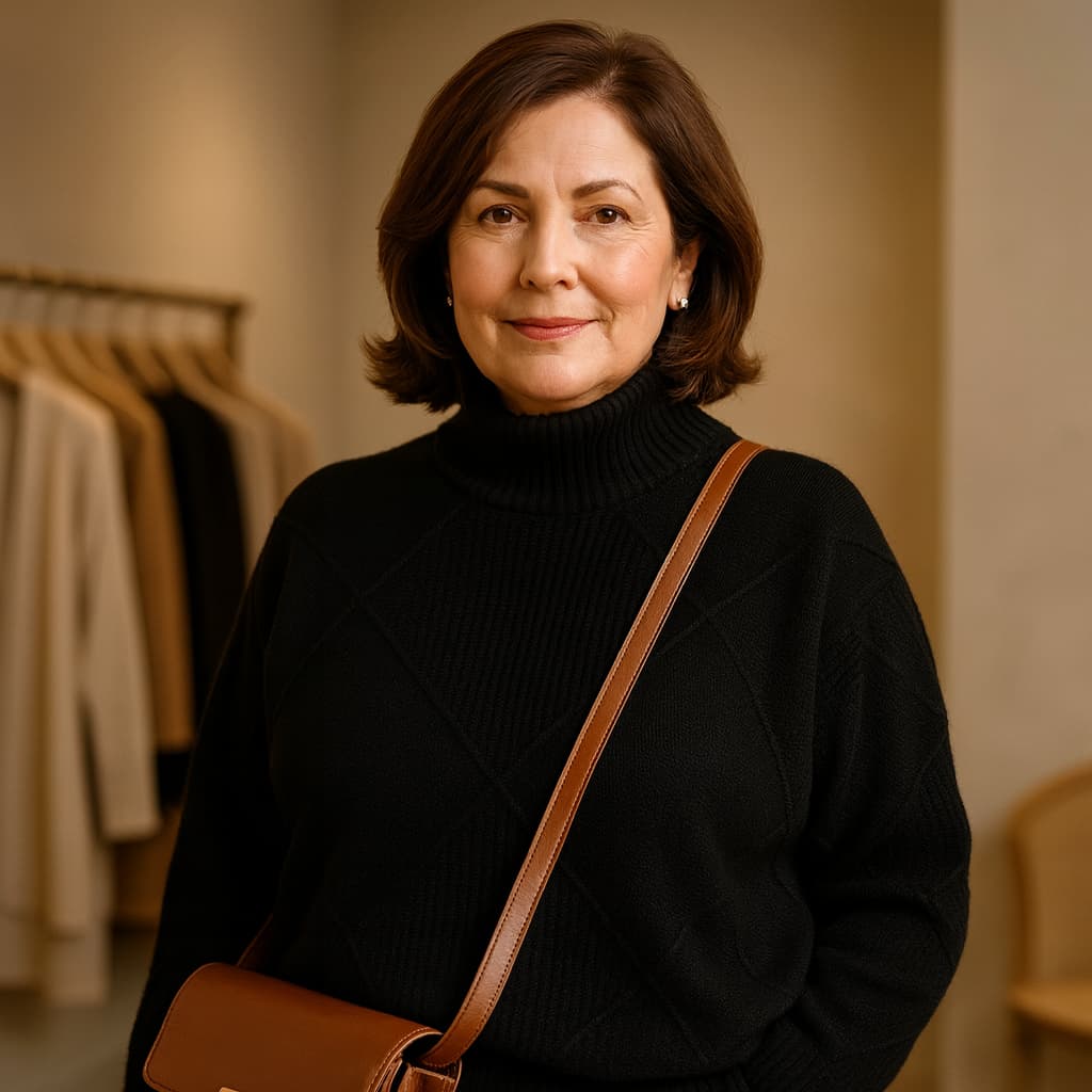 SOFIA | ELEGANT DIAMOND-STITCH TURTLENECK