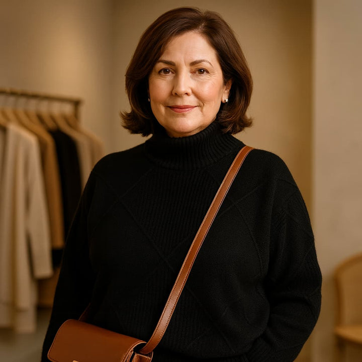 SOFIA | ELEGANT DIAMOND-STITCH TURTLENECK