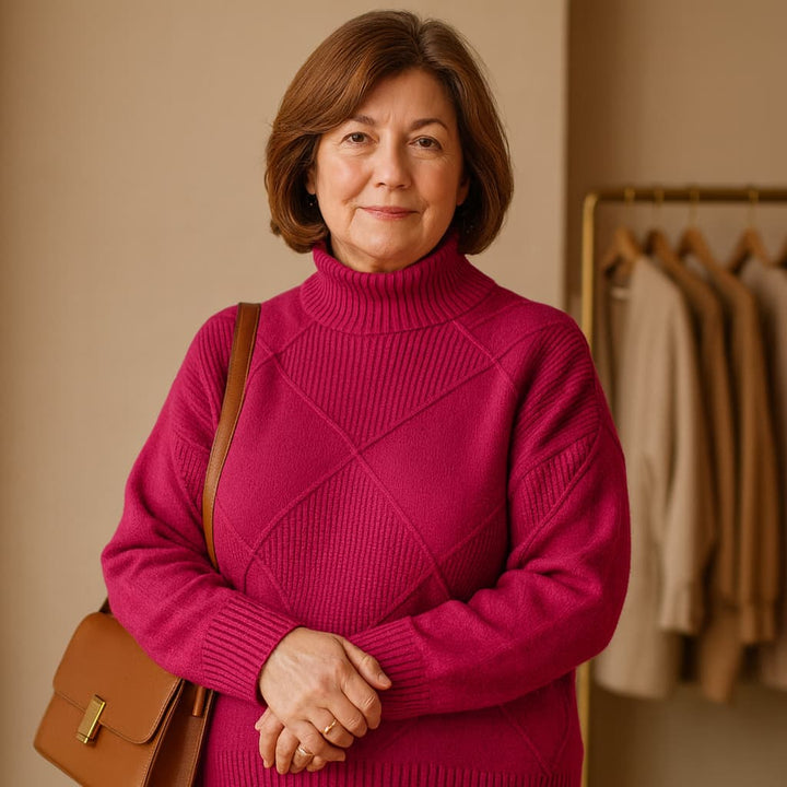 SOFIA | ELEGANT DIAMOND-STITCH TURTLENECK