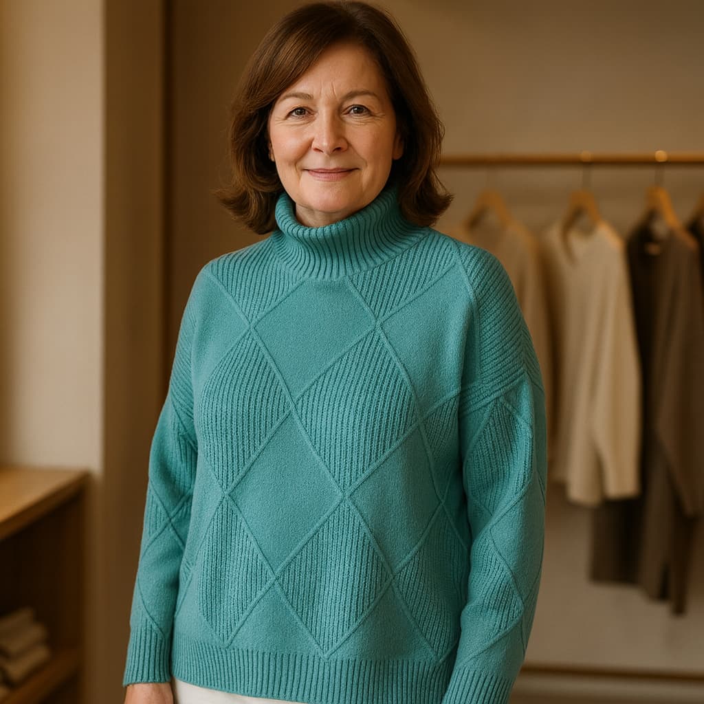 SOFIA | ELEGANT DIAMOND-STITCH TURTLENECK