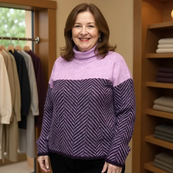 EMMA | SOFT CHEVRON TURTLENECK SWEATER
